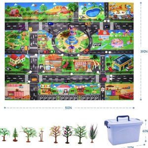 Omew Pull Back Car &amp Activity Play Mat(51.2" X